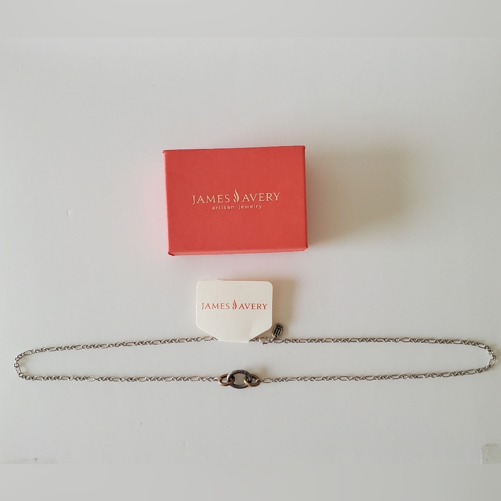 James Avery Sterling Silver and Bronze Oval Twist Changeable Charm Necklace